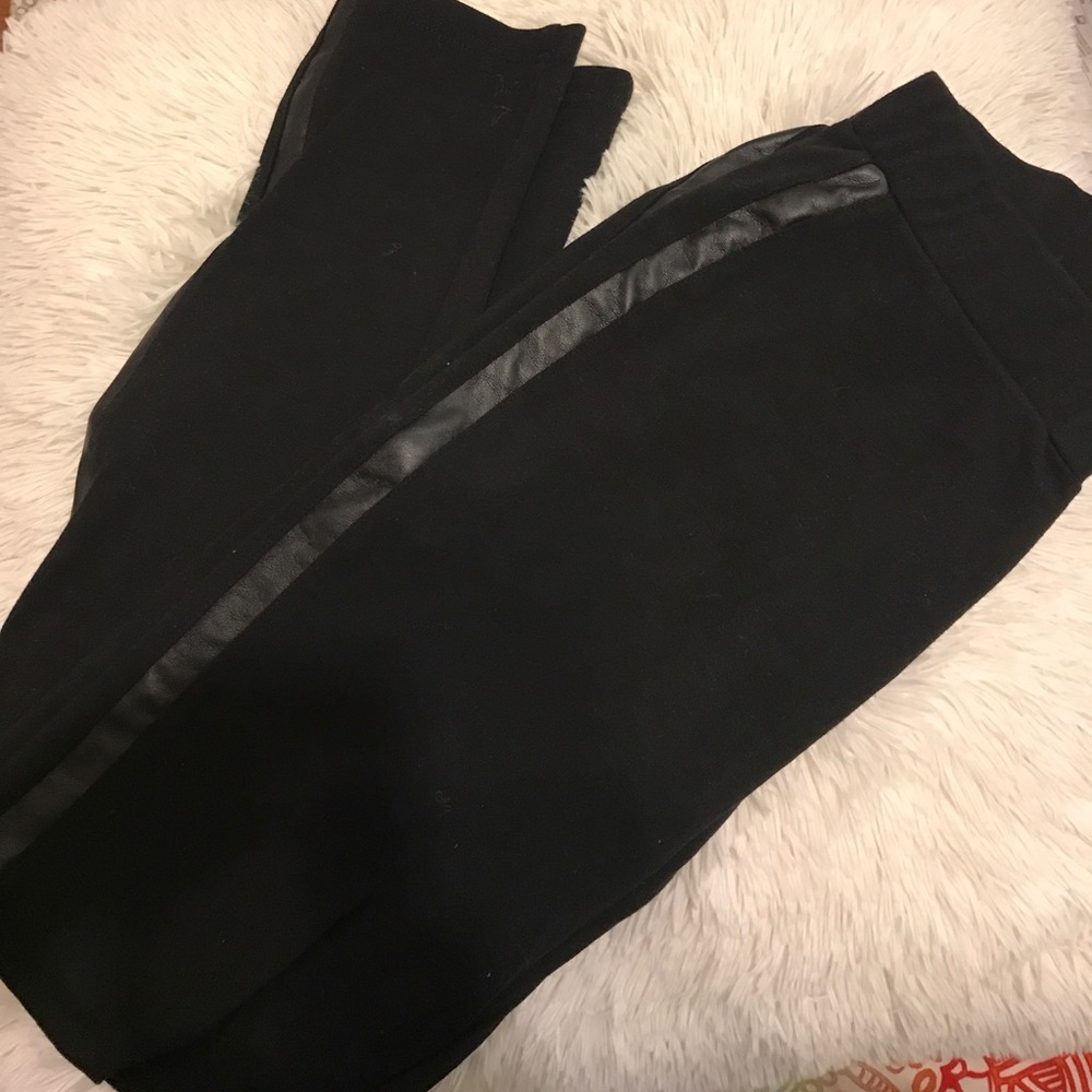 Leather Trimmed Leggings